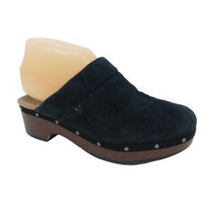 Vionic Kacie Black Suede Platform Comfort Clogs